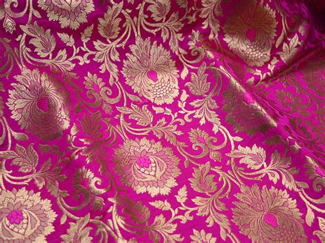 pink metallic brocade fabric|banarasi brocade.